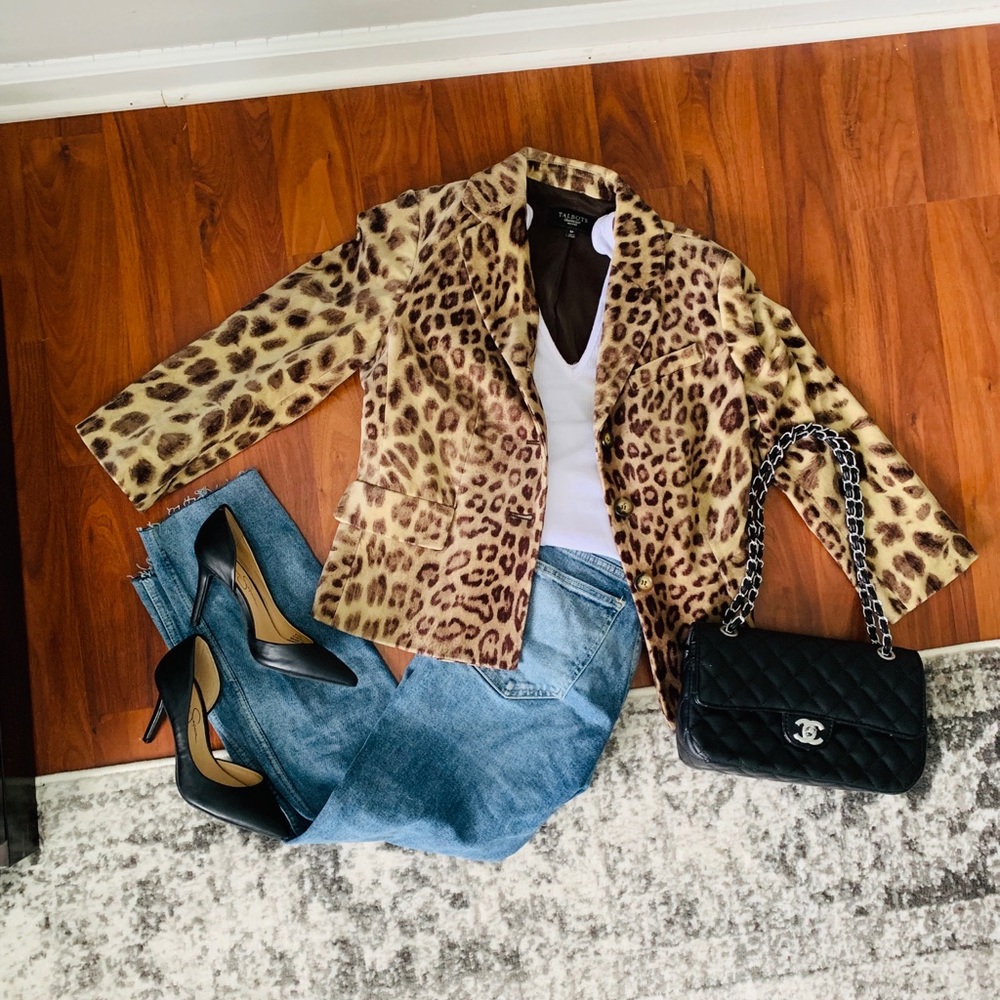 Cheetah print blazer sz 6P